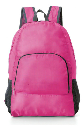 Mochila Dobrável Compacta Prova D´água Nylon Fitness Passeio Cor Pink