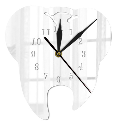 Reloj De Pared 3d Creative Teeth Con Espejo Acrílico Home De