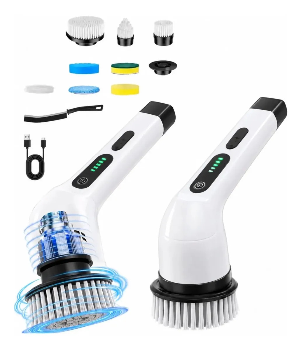 Cepillo Limpiador Eléctrico 9 Accesorios Stnffive Multifuncion Piso Color Blanco Limpieza Baño cocina,mesa
