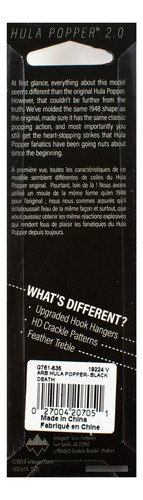 Señuelo Arbogast Hulla Popper 2.0 Tarariras Black Death