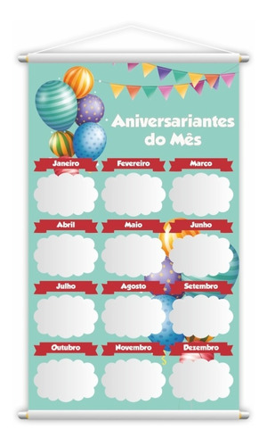 Banner Pedagógico Escolar Aniversáriantes Do Mês 120x65