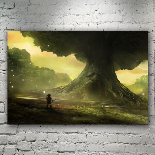 Cuadro Decorativo Zelda Arbol Deku Link Diseño Arte 35x55cm