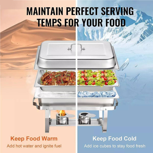 Chafer Bufeteras Plegable De Acero Inox Con 1 Bandejas 9 Lts