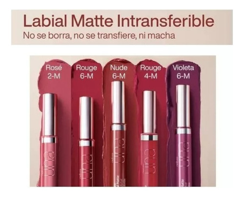 Labial Matte Intransferible Tono Rose 2m Natura Una Original