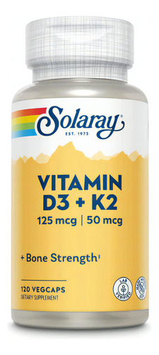 Solaray Vitamin D3 + K2 (120capsulas) Hecho En E.u. Sabor Sin Sabor