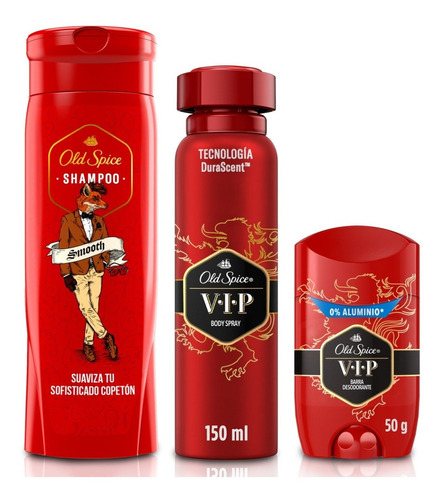  Kit Shampoo + Body Spray + Barra Desodorante Old Spice