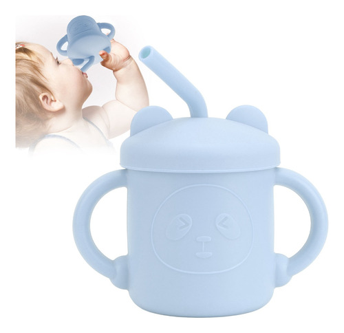 Vaso Entrenador Bebé Con Popote Tapa De Silicona Para Bebé