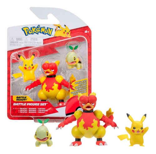 Pack De Pokémon De 3 Figuras, Magmar , Pikachu, Turtwing