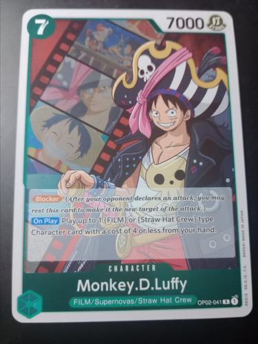 Monkey D, Luffy Op02 One Piece Carta Bandai Brillante
