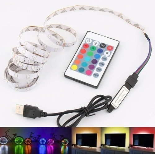 Cinta Led Para Televisor, Tira Led Pc Usb 5050 Rbg 2mts