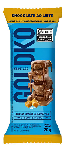 10 Barra De Chocolate Com Caramelo Zero Açúcar Goldko 20g
