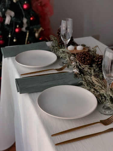 Mantel De Mesa Tela Gabardina Liso Blanco Tiza 