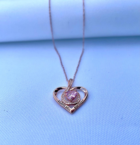 Colar Ek Luxo Coração Prata S925 Cor Ouro E Pedras Zircônia Cor Dourado