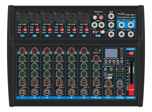 Mixer Analogo 8 Canales Prodb Pdb-08fx