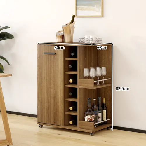 Mueble Bar Con Rueda Multifuncional 60x38x83cm