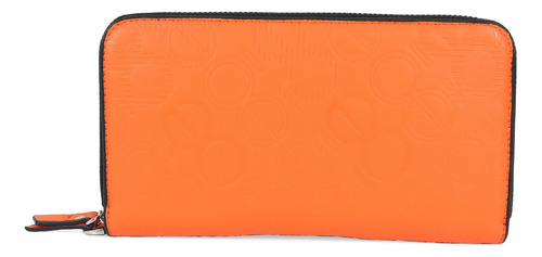 Cartera Cloe Gde Cierre Sencillo Troquelado Con Maneral Color Naranja