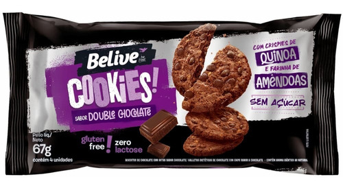 Cookies Double Chocolate Sem Glúten E Sem Lactose Belive 67g