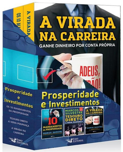 Box 3 Livros - prosperidade e investimentos, de Silvestre, Marcos. Editora Faro Editorial Eireli, capa mole em português, 2016