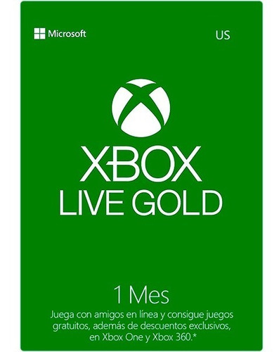 Imagen 1 de 8 de Gift Cards Xbox Live Gold Tarjetas De 1 Mes Códigos