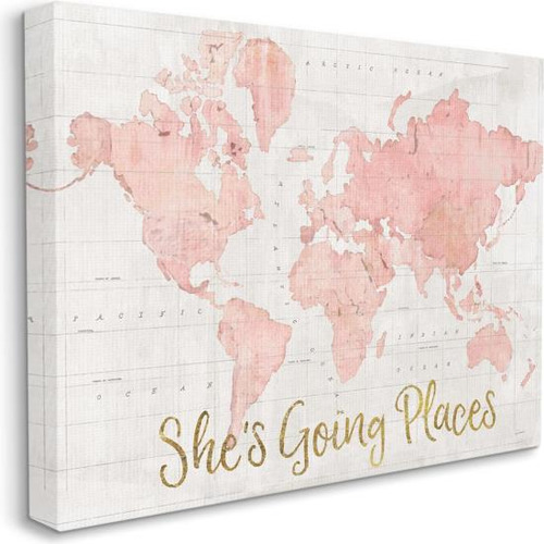 Stupell Industries Shes Going Places Cita Mapa Del Mundo En 