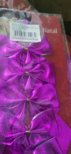 Laço Rosa Enfeites Natalinos Lacrado Com 6 Und No Pacote