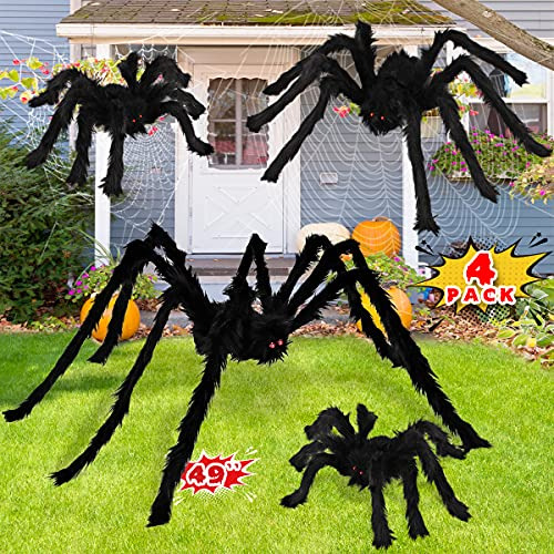 Decoraciones De Araña De Halloween, Paquete De 4 Arañ...