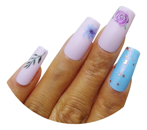 Uñas Postizas Press On - Decoradas Cuadradas Medianas