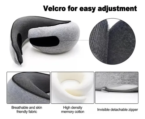 Almohada De Viaje En Forma De U, Soporte De Cuello Gris