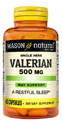 Valeriana 500 Mg Controla Nerviosismo & Insomnio 60capsulas