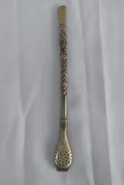 Comprar Platería Criolla. Bombilla Plata Y Oro Recta 19 Cm