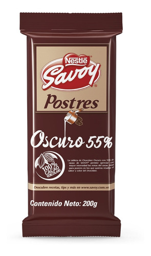 Imagen 2 de 9 de Savoy® Postres Oscuro 55% 200g