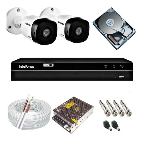 Sistema De Vigilância Hd 2 Câmeras 1010b Dvr 1104 Intelbras