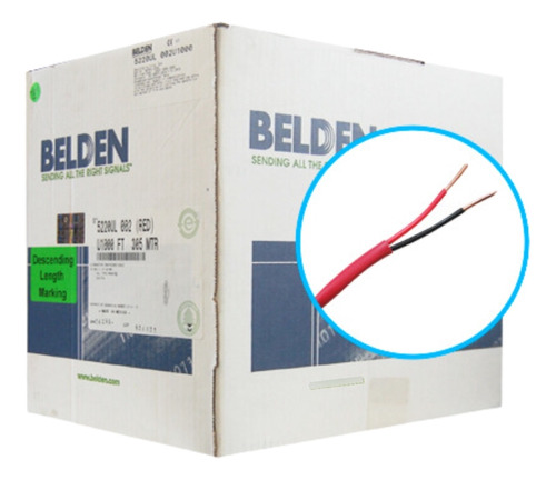 Cable Incendio Belden 5220ul 002u1000 2c/16w Fplr 305m Rojo