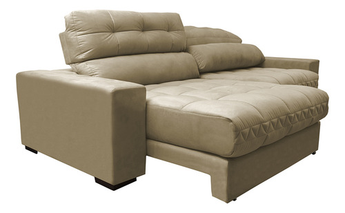 Sofá Retrátil e Reclinável com Molas Ensacadas Cama inBox Master 2,12m Tecido Suede Bege