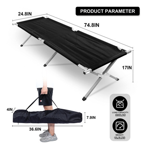 Cuna De Camping Yssoa Plegable Para Adultos Con Bolsa De Alm
