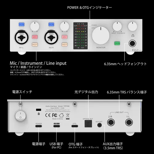 Interface De Áudio Usb Otg Topping E2x2 Para Pc/celular