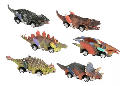 Carro Retrátil De Brinquedo De Dinossauro, Brinquedo De Dinossauro De 6  Peças, Para Meninos De 3