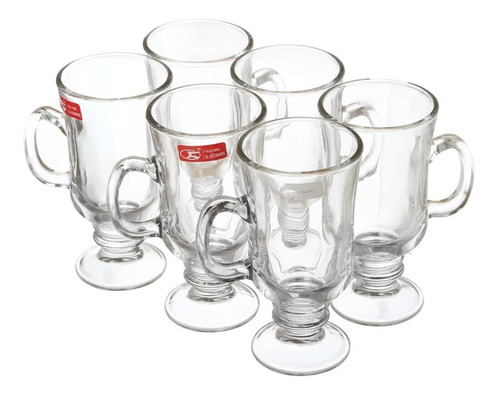 Imagen 5 de 6 de Set X6 Tazas Para Café Irish Coffee 250ml Vidrio Templado