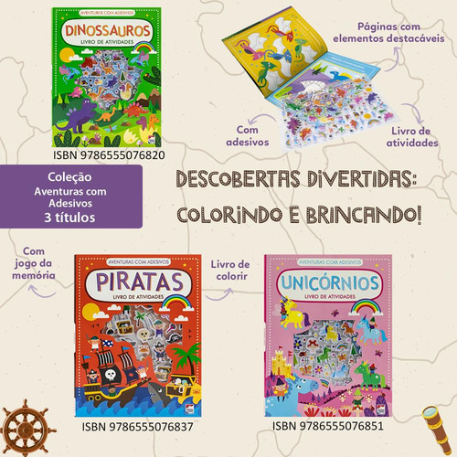 Aventuras Com Adesivos - Livro De Atividades: Unicórnios, De Koral Books., Vol. 1. Editorial Happy Books, Capa Mole, Edição 1 Em Português, 2024