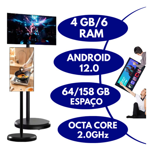 Smart Touch Screen Tv Com Tela 21 Polegadas Android Portátil