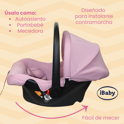 Autoasiento Porta Bebé Grupo 0+ Portaré Ibaby 3 En 1 - Rosa Portaré Rosa