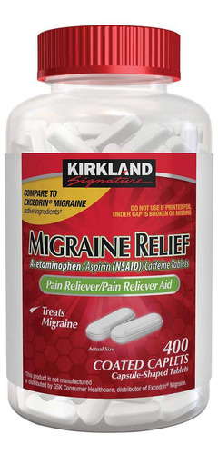 Kirkland Migraine Relief Migraña Dolor 400 Tabletas 