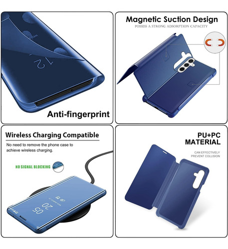 Funda Para Samsung S25 Ultra Clear View + Vidrio Full 9d Azul