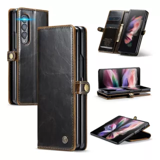 Capa Case P/ Samsung Galaxy Z Fold 3 5g Wallet Leather Style