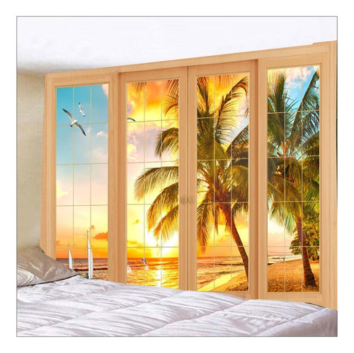 Fendrom Tapiz De Playa Beach Tropical Island Palm Tree Seas