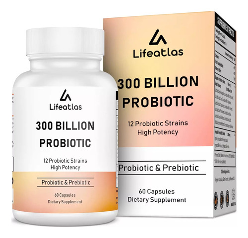 Probioticos + Fibra 300 Billones Cfu 12 Cepas 60 Capsulas