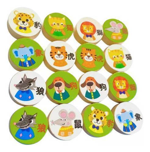 2 X 16 Piezas De Ajedrez De Animales Para Juegos Familiares