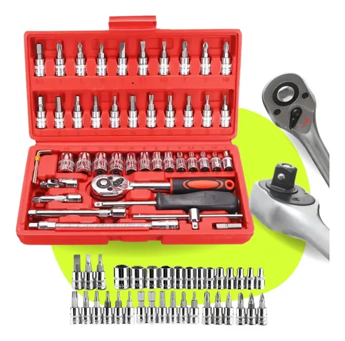 Kit Ferramentas VLX Catraca Reversível Soquetes 46 Peças Maleta