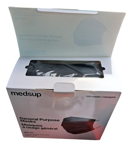 Cubreboca Tricapa Termosellado Medsub 1000 Pzs Color Negro