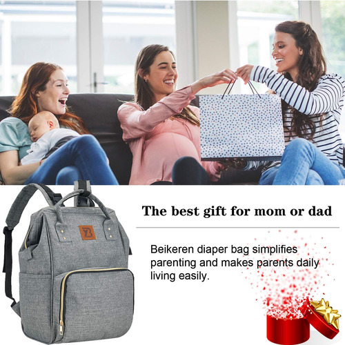 Mochila Para Pañales Impermeable Gran Capacidad Color Gris